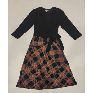 Robbie Bee Black & Plaid Dress